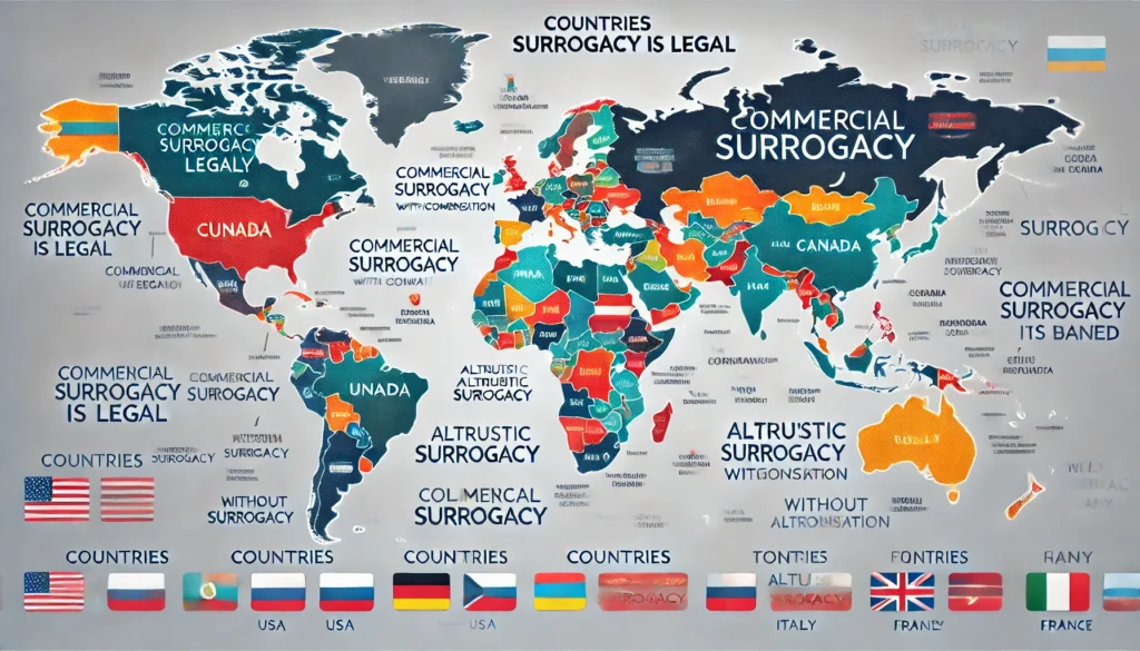 L'immagine con la mappa mondiale che mostra i paesi dove la maternità surrogata è legale e quelli dove è vietata